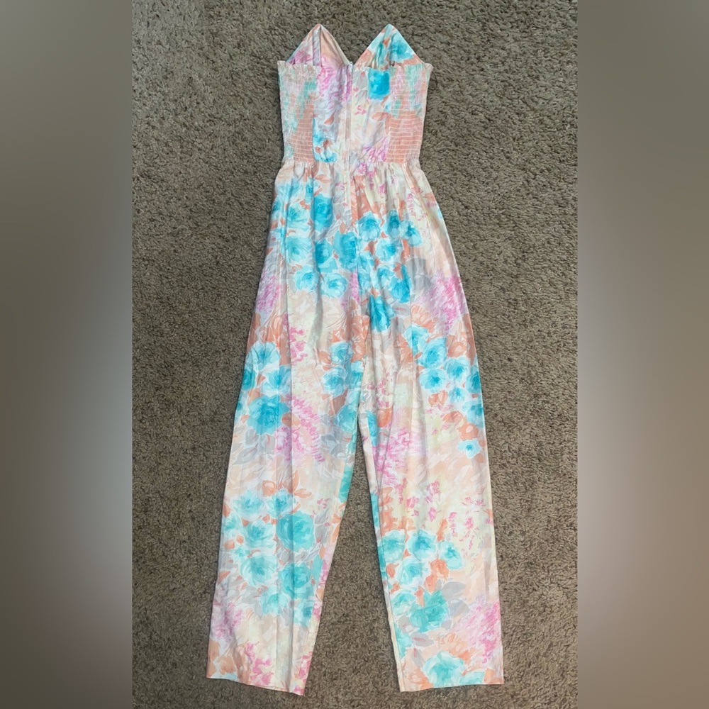 SEA SUNS BY SIR WINSTON FLORAL STRAIGHT LEG STRAPLESS JUMPSUIT / SIZE LARGE - Picture 2 of 9